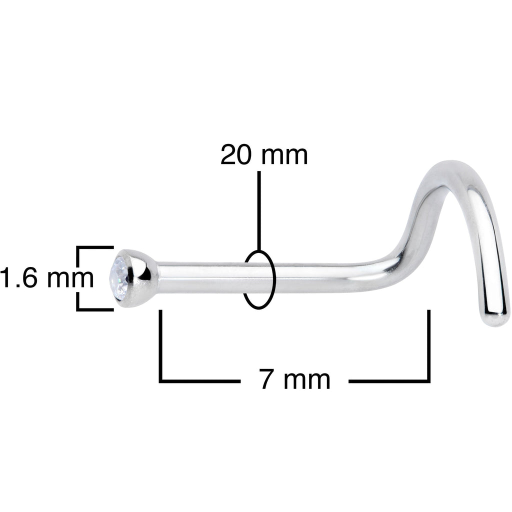 20G Clear 1.5mm Grade 23 Titanium Press Fit Left Side Nose Screw