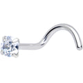 18G 5/16 Clear 3mm CZ Gem Grade 23 Titanium Left Side Nose Screw