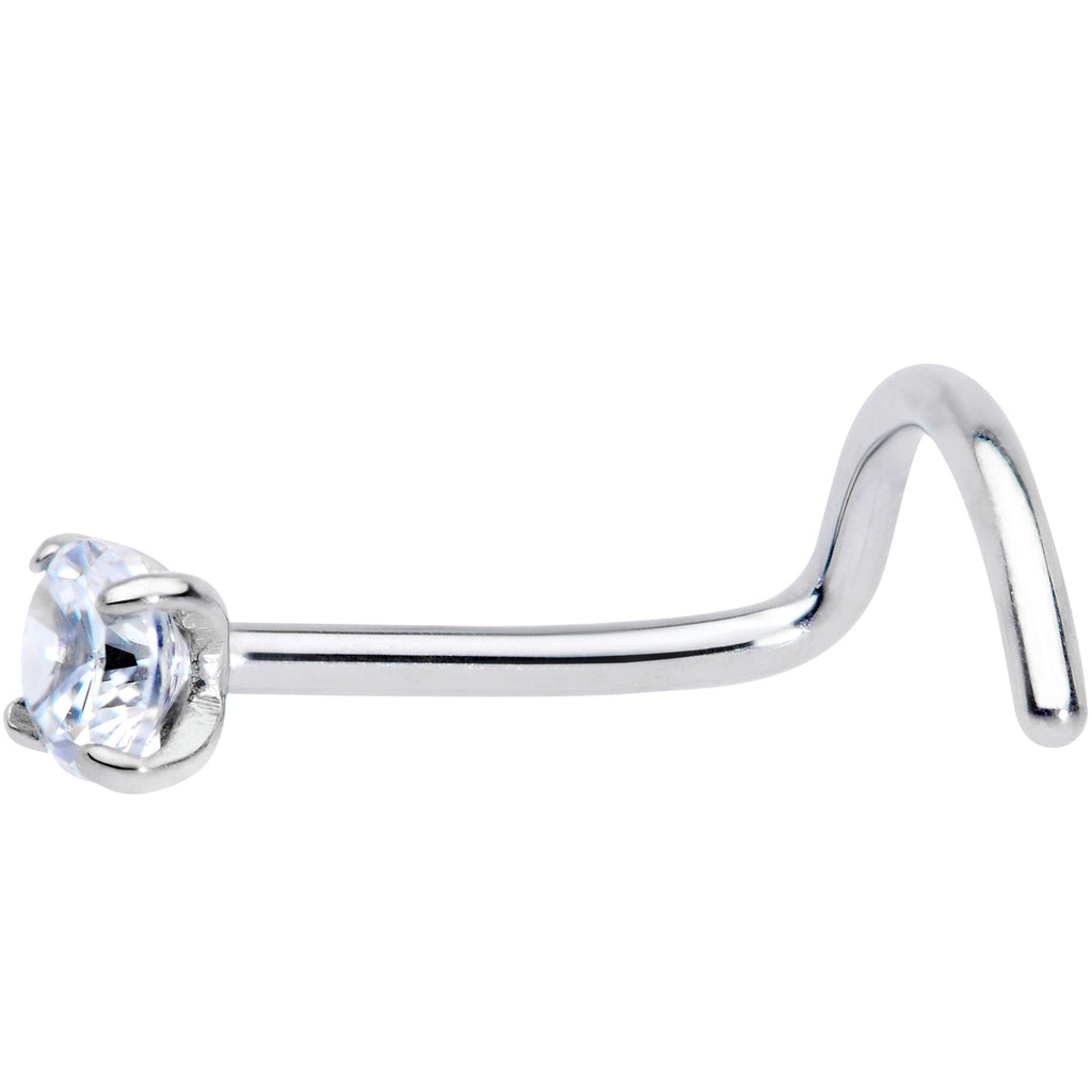 20G 7mm Clear 2.5mm CZ Gem Grade 23 Titanium Left Side Nose Screw