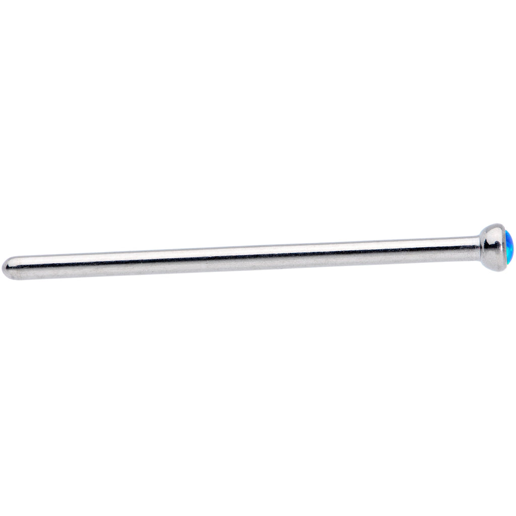 18G 3/4 Blue 2mm Synthetic Opal Titanium Fishtail Nose Ring