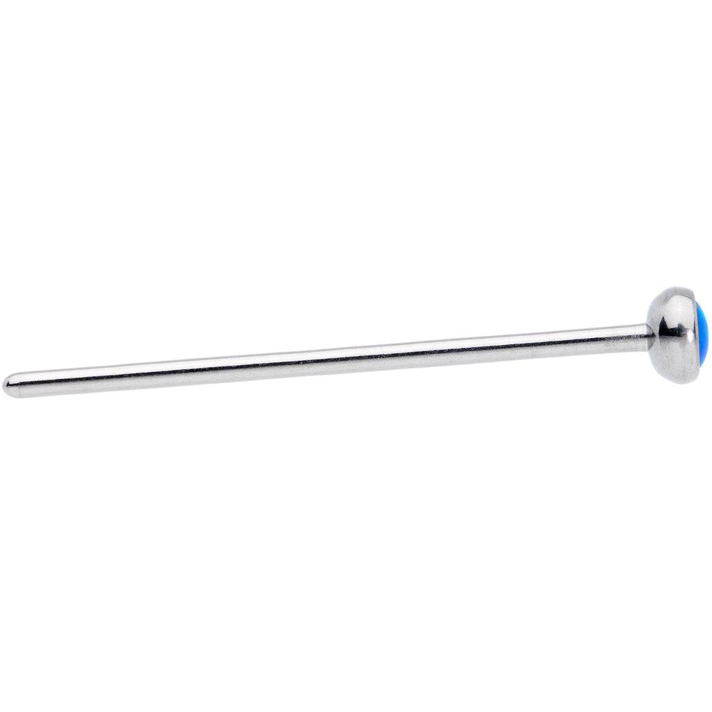 20G 3/4 Blue 3mm Synthetic Opal Titanium Fishtail Nose Ring