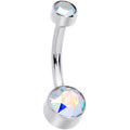 Aurora 6mm Titanium Internal Thread Belly Ring Created with Crystals