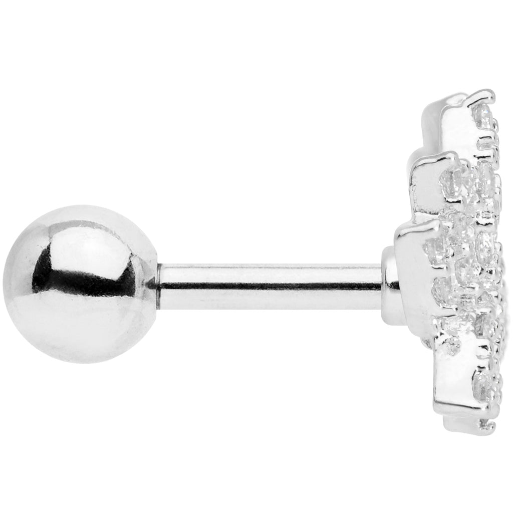 16G 1/4 Clear CZ Gem Lotus Flower Cartilage Tragus