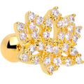 16G 1/4 Clear CZ Gem Gold Tone Lotus Flower Cartilage Tragus
