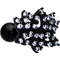 16G 1/4 Clear CZ Gem Black Lotus Flower Cartilage Tragus
