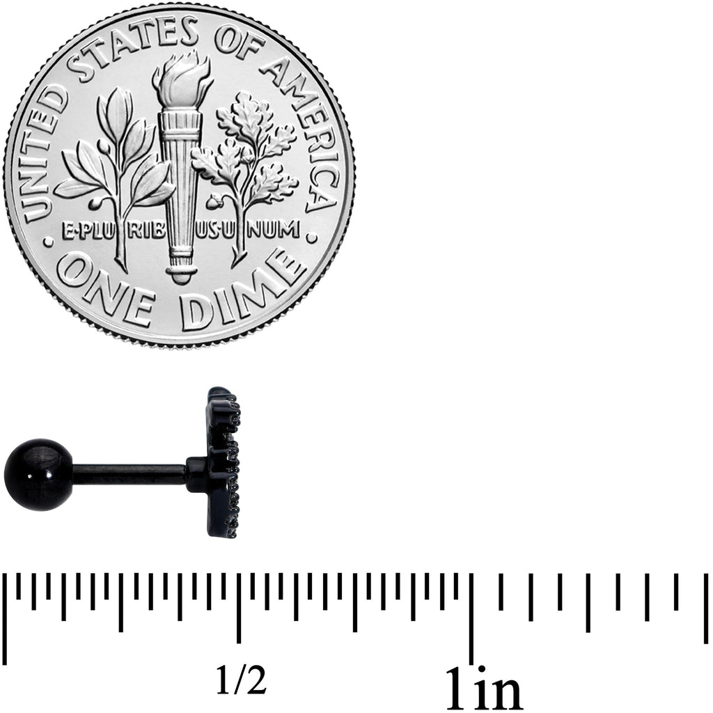 16G 1/4 Clear CZ Gem Black PVD Amazing Om Cartilage Tragus