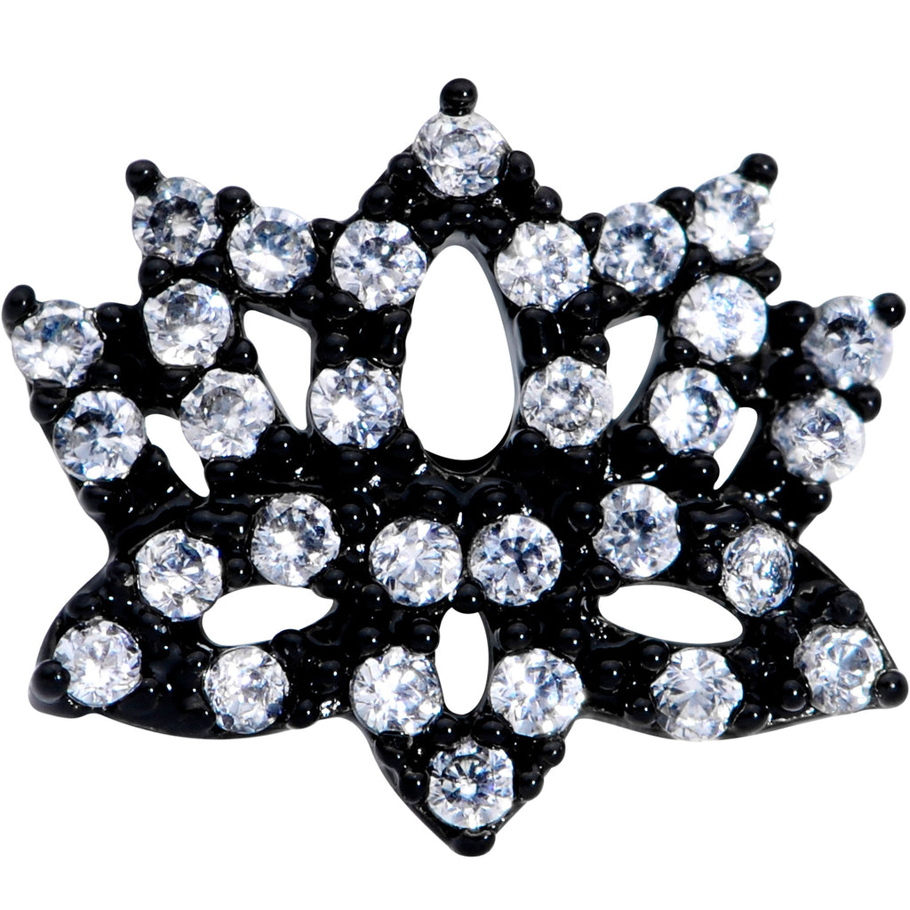 16G 5/16 Clear CZ Gem Black Lotus Flower Labret Monroe Tragus