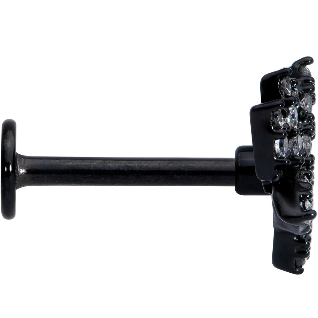 16G 5/16 Clear CZ Gem Black Lotus Flower Labret Monroe Tragus