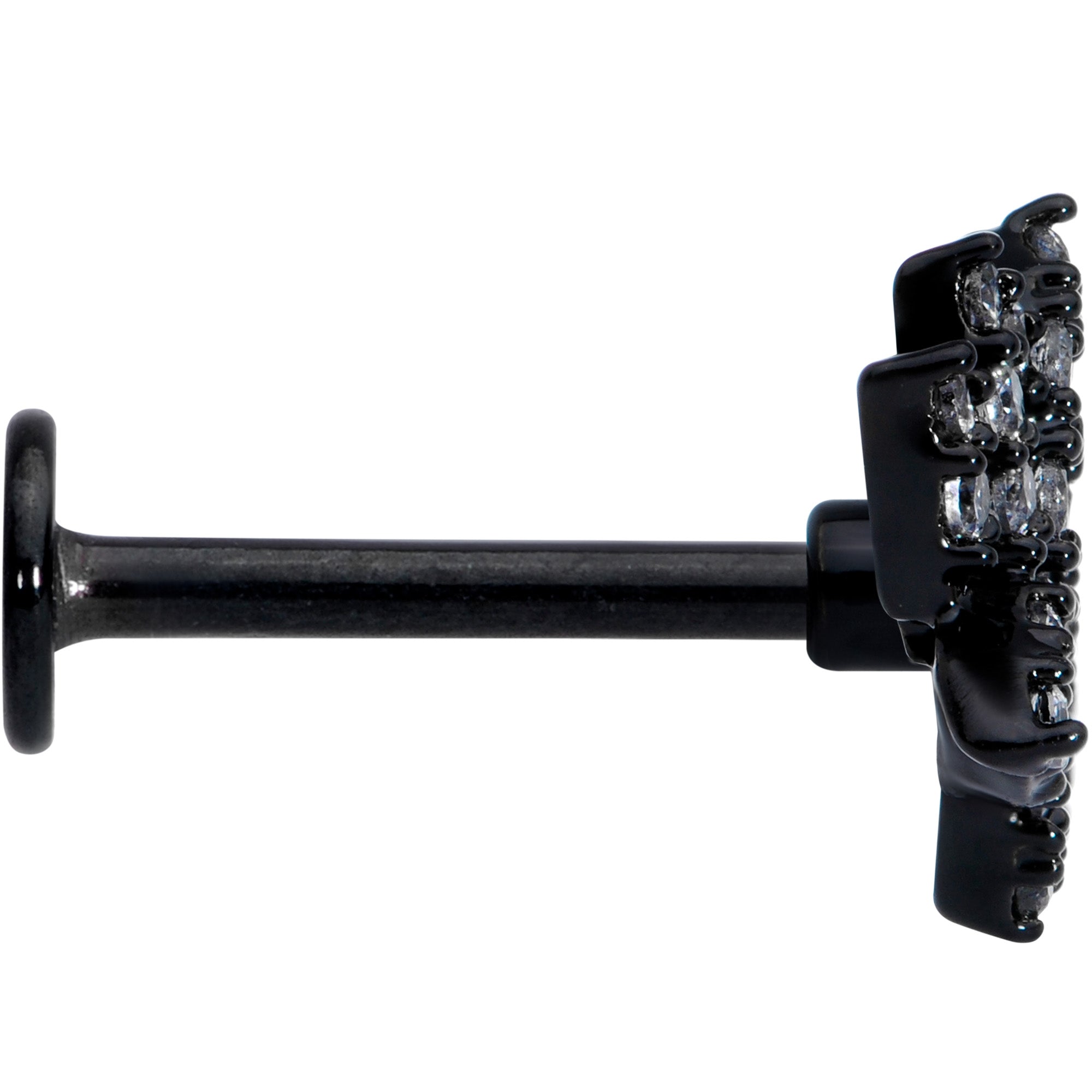 16G 5/16 Clear CZ Gem Black Lotus Flower Labret Monroe Tragus