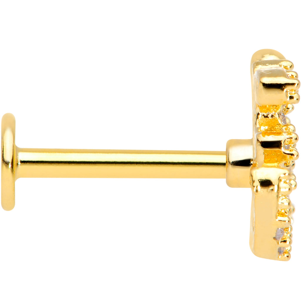 16G 5/16 Clear CZ Gem Gold Tone Amazing Om Labret Monroe Tragus