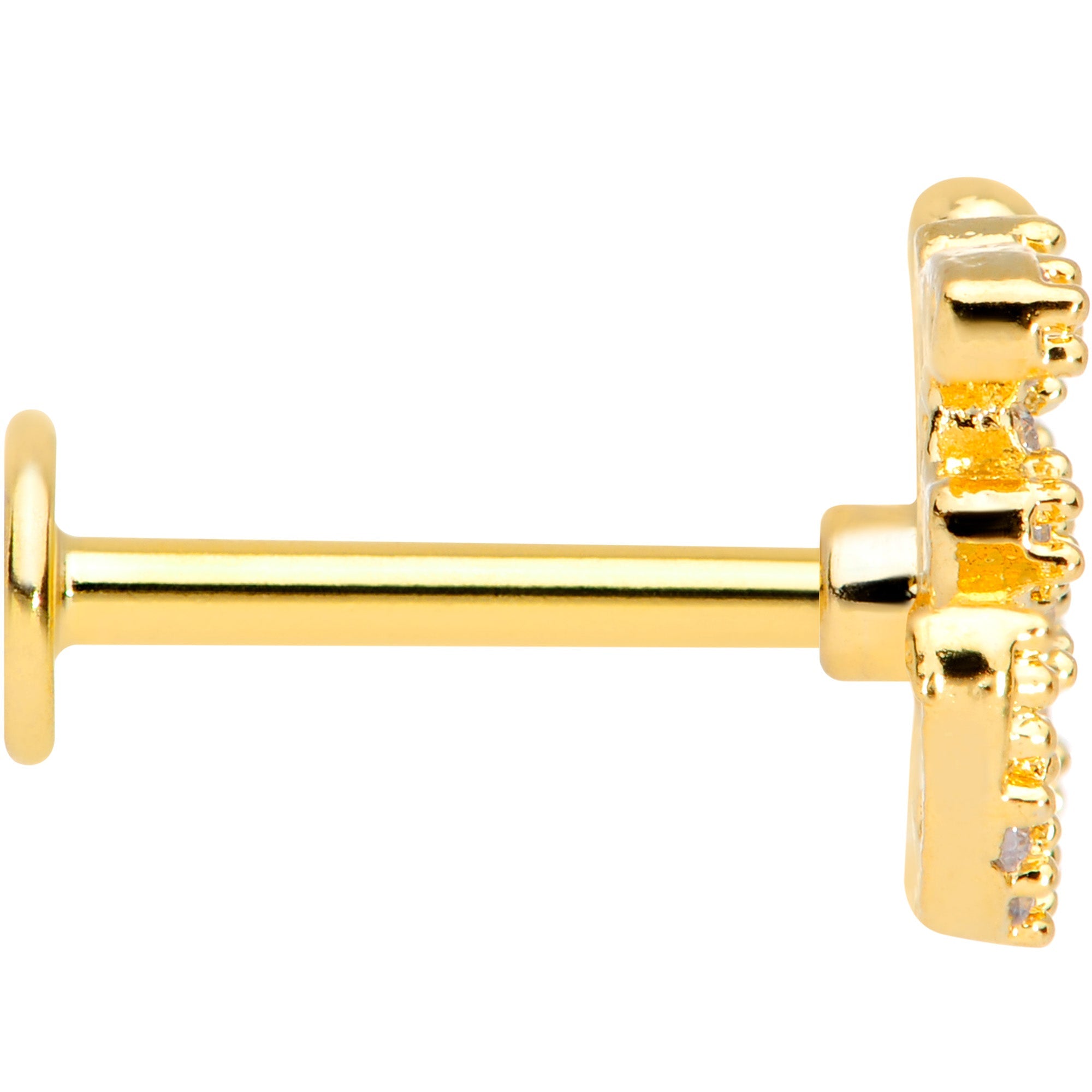 16G 5/16 Clear CZ Gem Gold Tone Amazing Om Labret Monroe Tragus