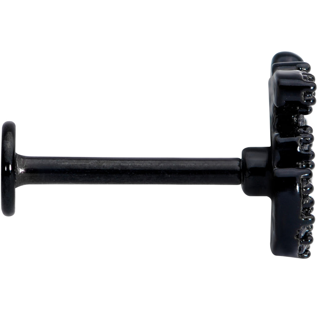 16G 5/16 Clear CZ Gem Black Amazing Om Labret Monroe Tragus