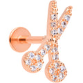 16G 5/16 Clear CZ Gem Rose Gold Hue Scissors Labret Monroe Tragus