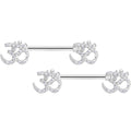 14G 9/16 Clear CZ Gem Amazing Om Barbell Nipple Ring Set