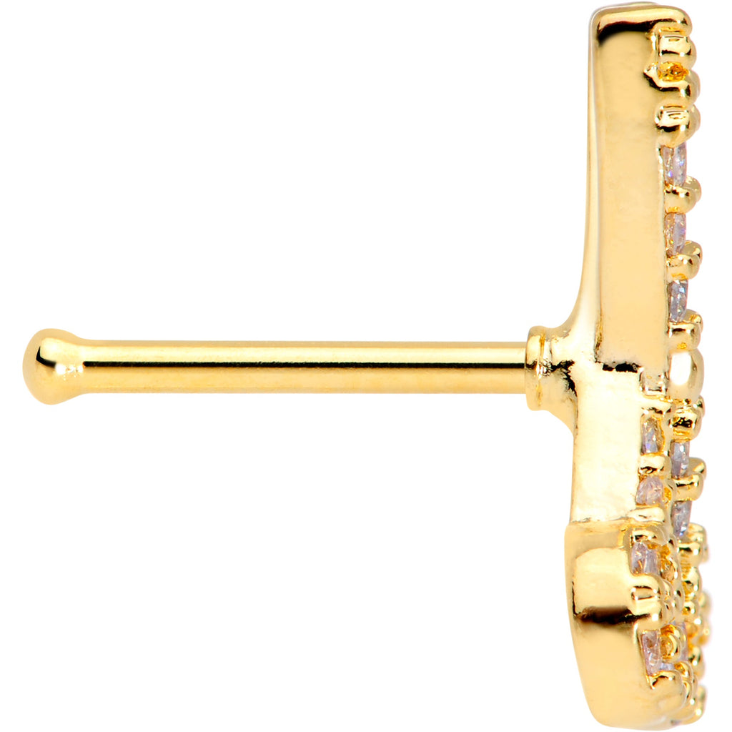 20G 1/4 Clear CZ Gem Gold Tone Shear Scissors Nose Bone