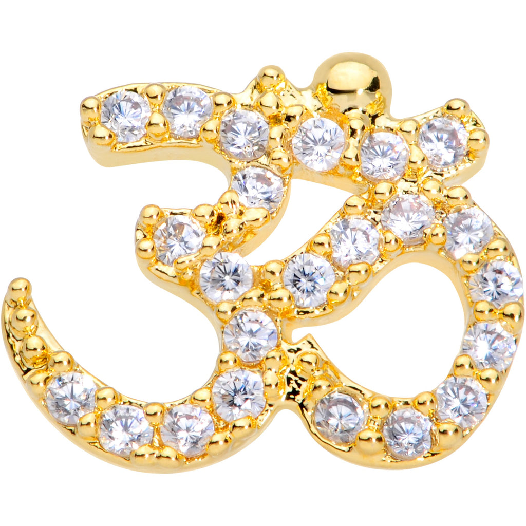 20G 1/4 Clear CZ Gem Gold Tone Amazing Om Nose Bone