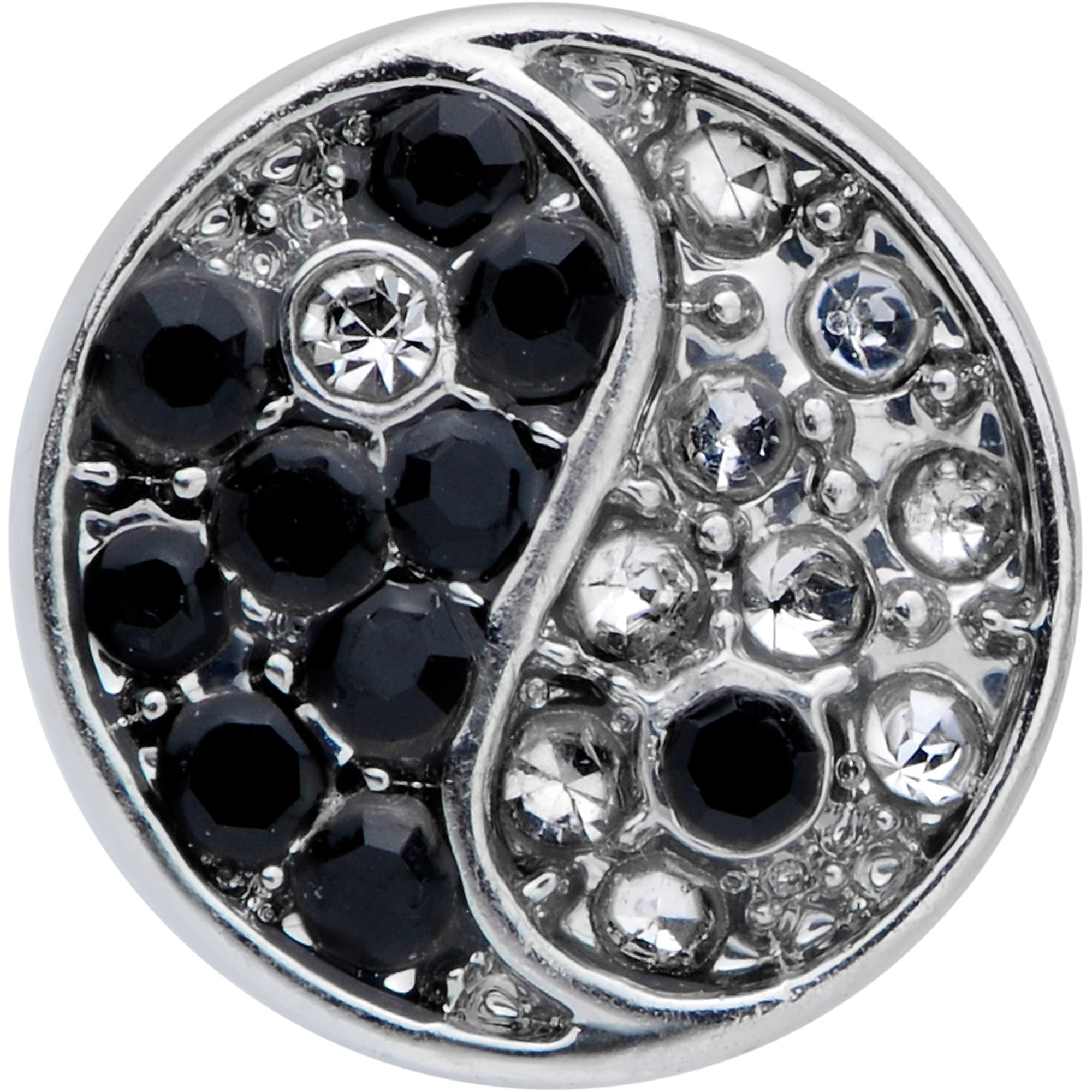 16G 1/4 Clear Black Gem Yin Yang Cartilage Tragus