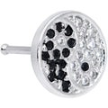 20G 1/4 Clear Black CZ Gem Yin Yang Nose Bone