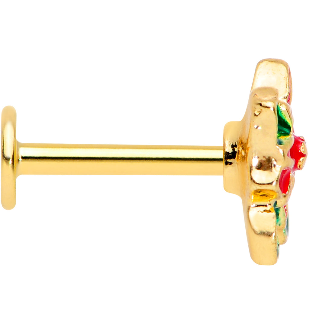 16G 5/16 Gold Tone Poinsettia Christmas Labret Monroe Tragus