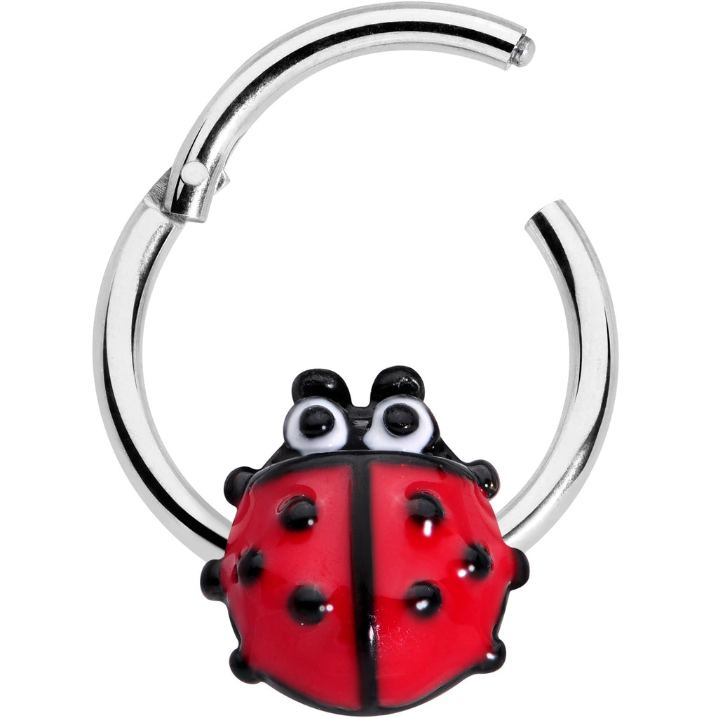 16G 3/8 Whimsical Ladybug Hinged Segment Ring