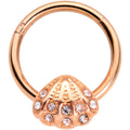 16G 3/8 Clear Gem Rose Gold Tone Shell Hinged Segment Ring