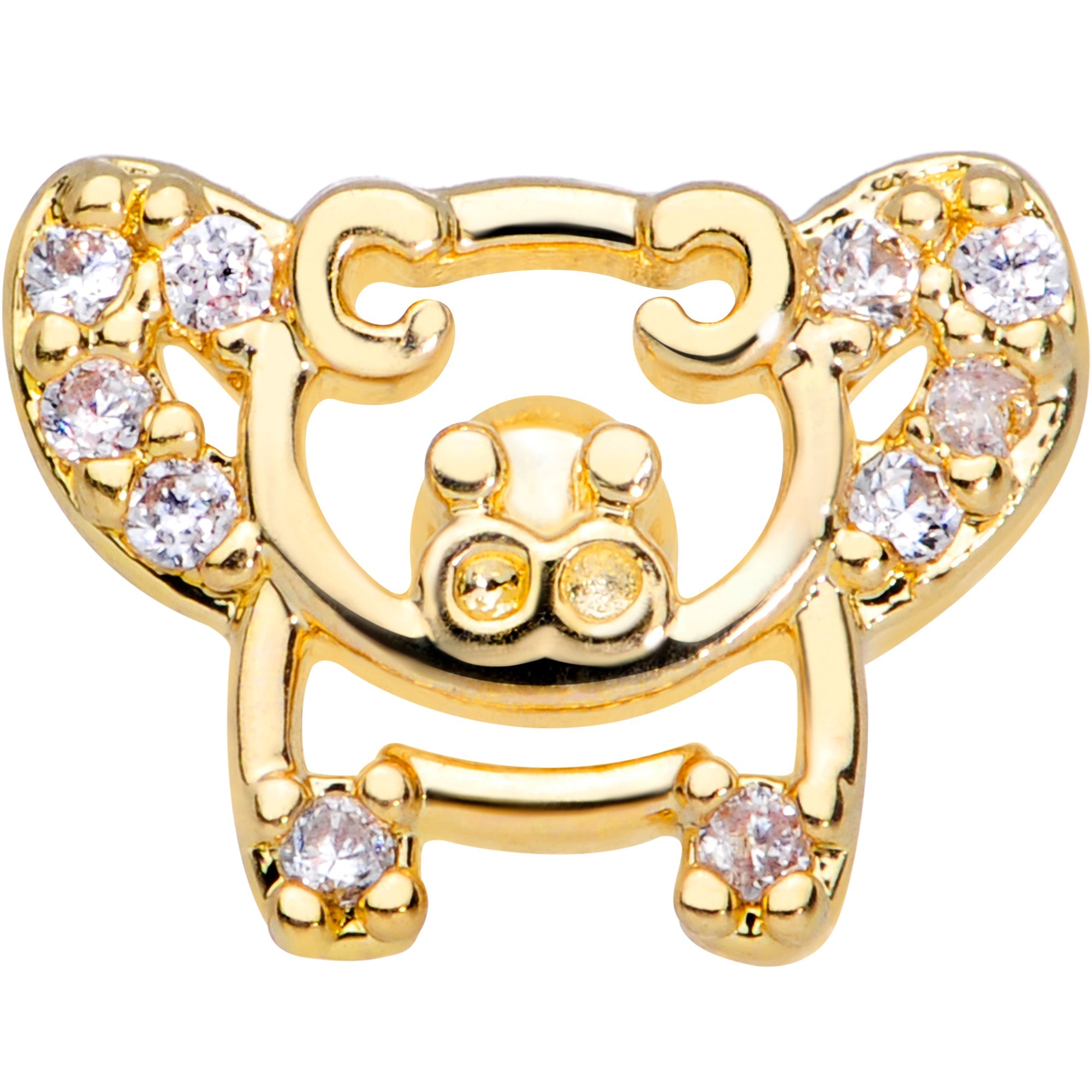 16G 1/4 Clear Gem Gold Tone Flying Pigs Cartilage Tragus Earring