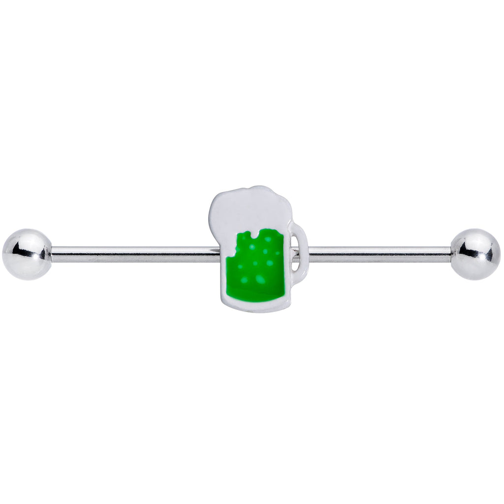 14G Green Beer St Patricks Day Industrial Barbell Set of 2 38mm