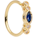 20G 5/16 Clear Blue CZ Gem Gold Tone Noble Oval Nose Hoop