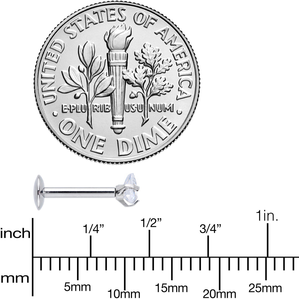 16G 5/16 Clear CZ Gem Triangle Internal Thread Labret Tragus
