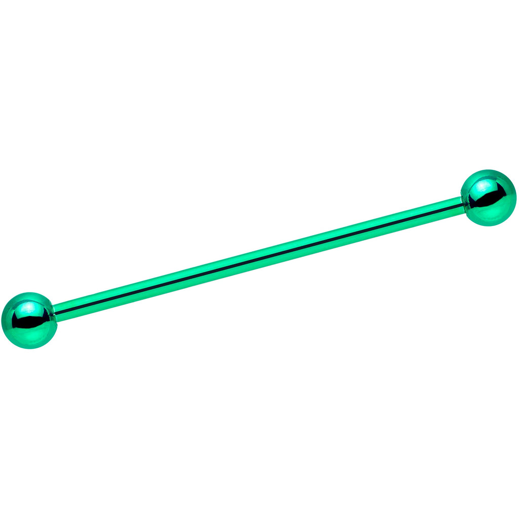 14G Green Leprechaun St Patricks Day Industrial Barbell Set 38mm