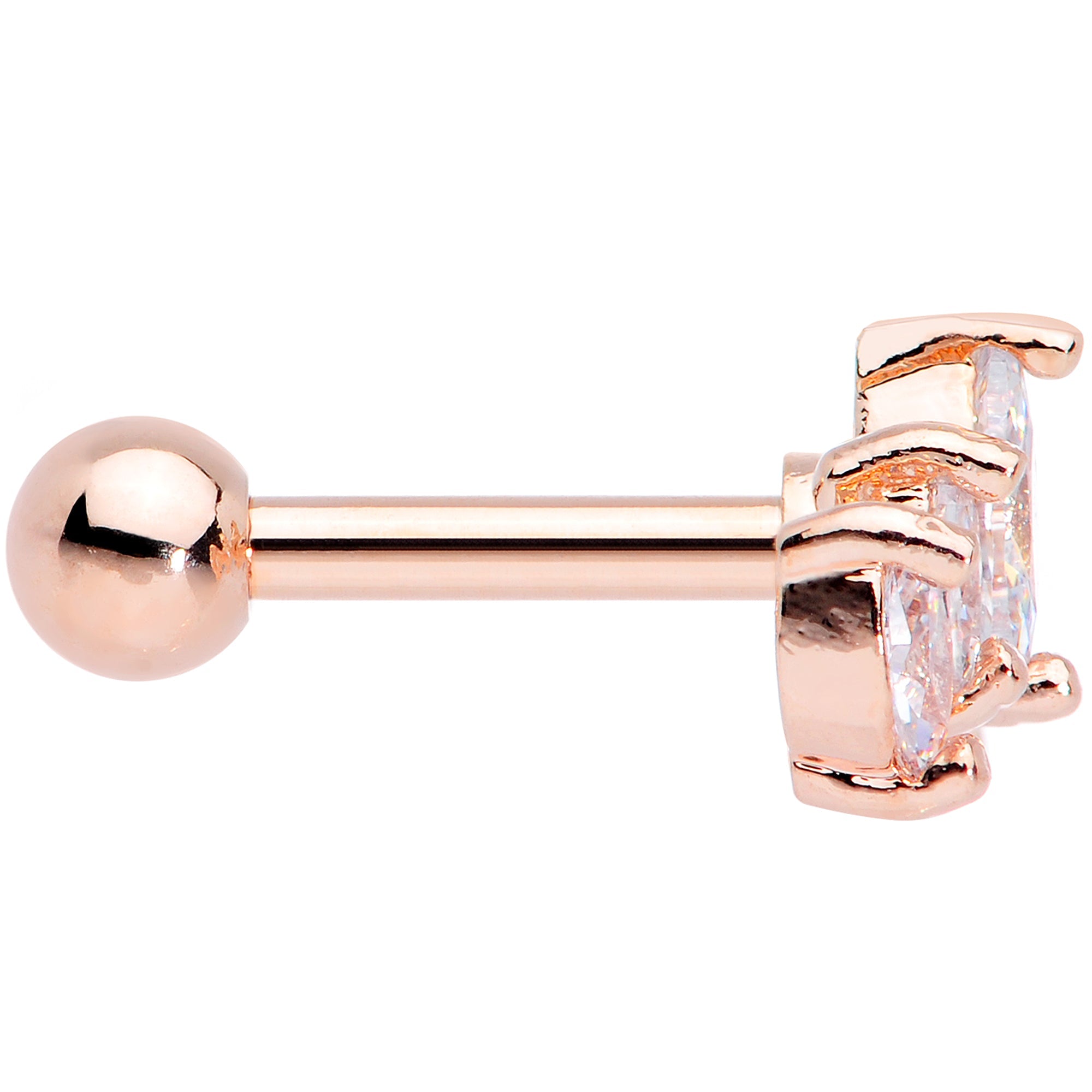 16G 1/4 Clear CZ Gem Rose Gold Tone Crown Cartilage Tragus Earring