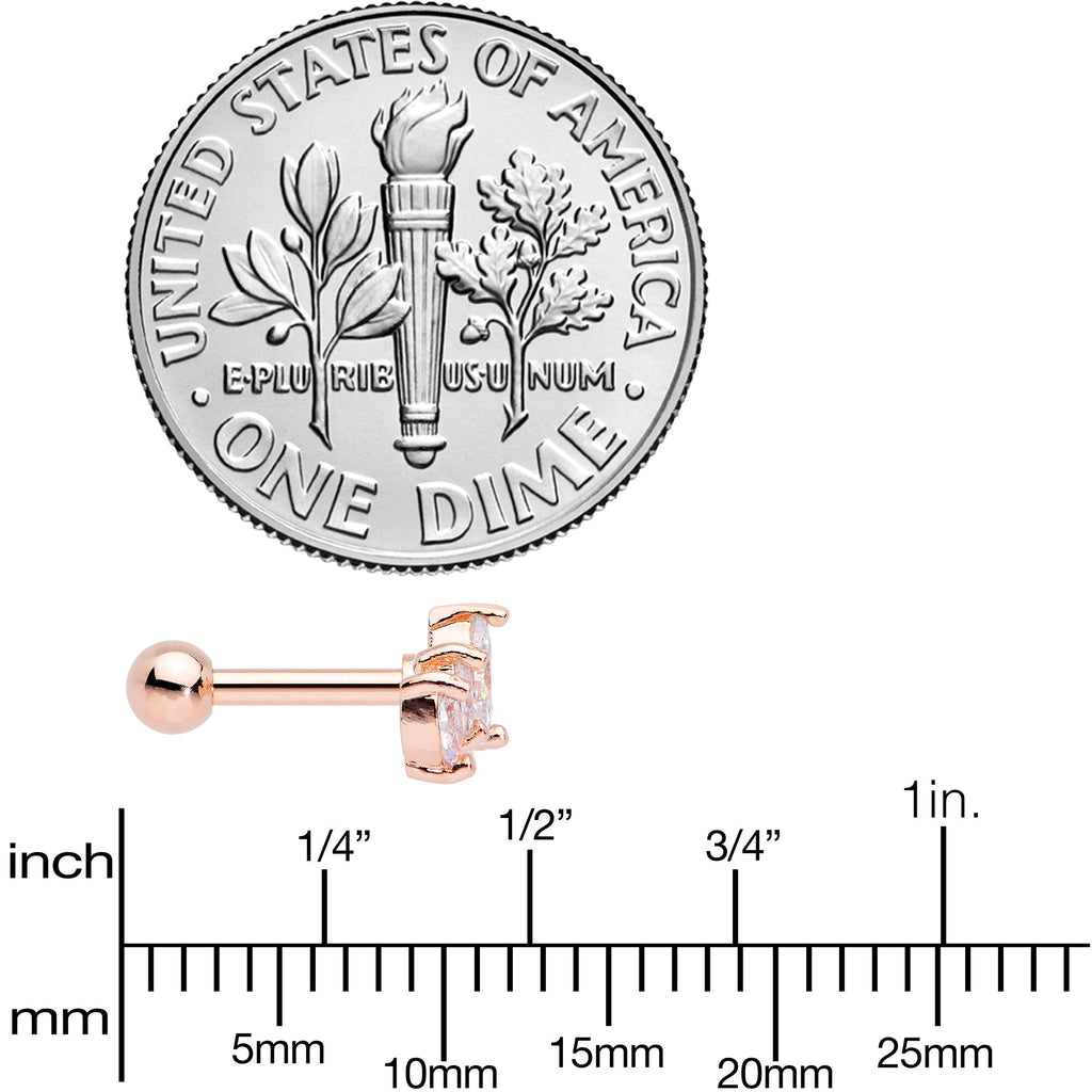 16G 1/4 Clear CZ Gem Rose Gold Tone Crown Cartilage Tragus Earring