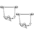 14G 11/16 Love Rose Dangle Nipple Ring Set