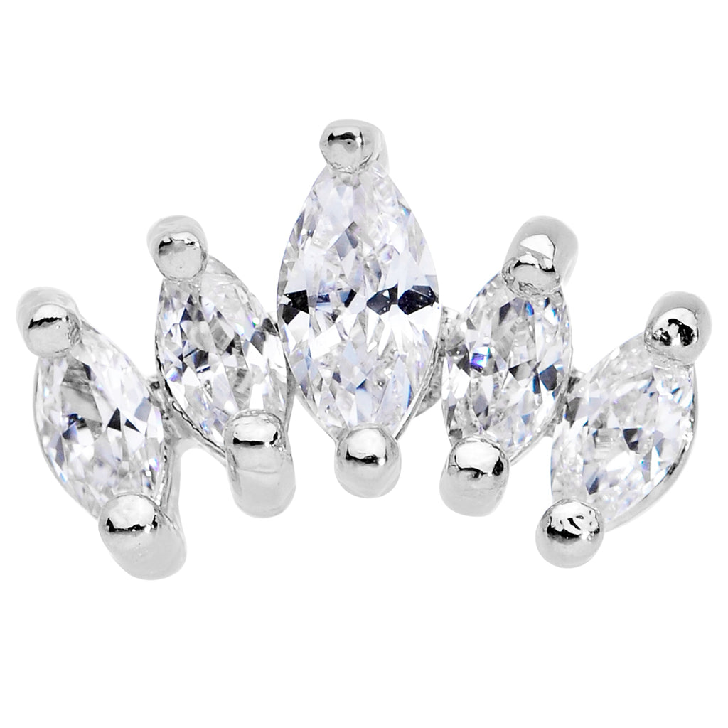 16G 1/4 Clear CZ Gem Crown Cartilage Tragus Earring