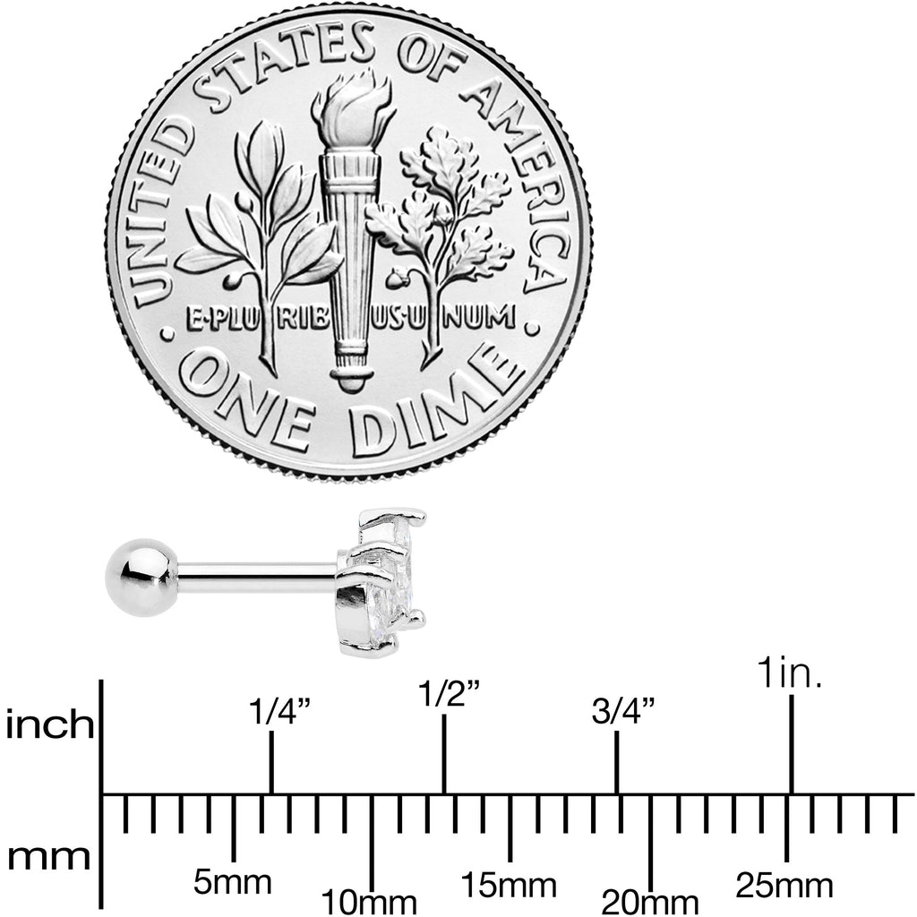 16G 1/4 Clear CZ Gem Crown Cartilage Tragus Earring