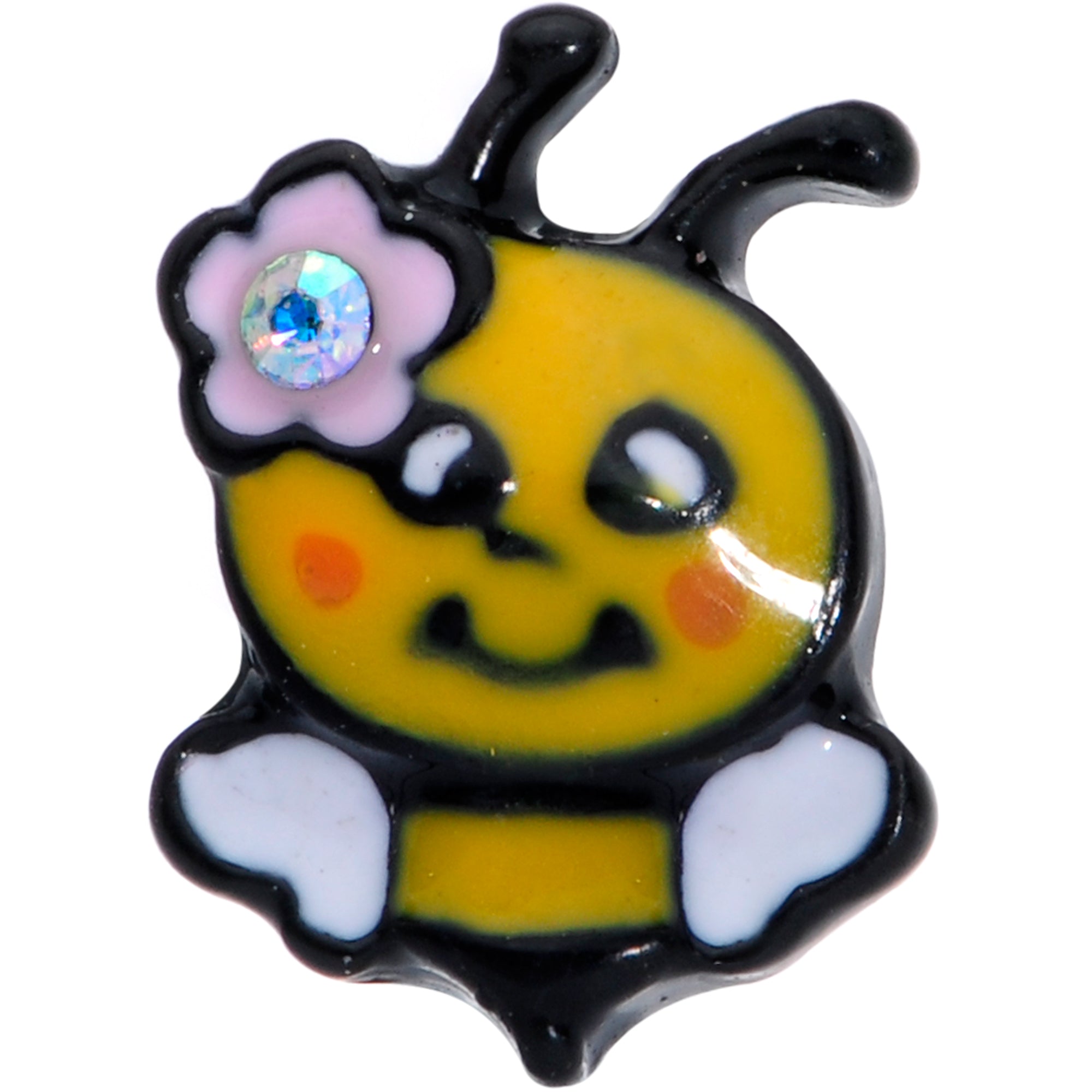 16G 1/4 Aurora Gem Black Yellow Happy Bee Cartilage Tragus