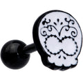 16G 1/4 Black White Calavera Sugar Skull Cartilage Tragus
