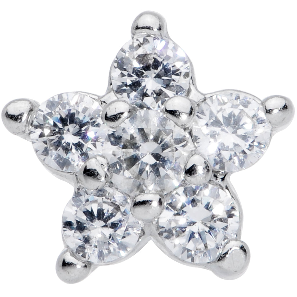 16G 5/16 Clear CZ Gem G23 Titanium Flower Cartilage Earring
