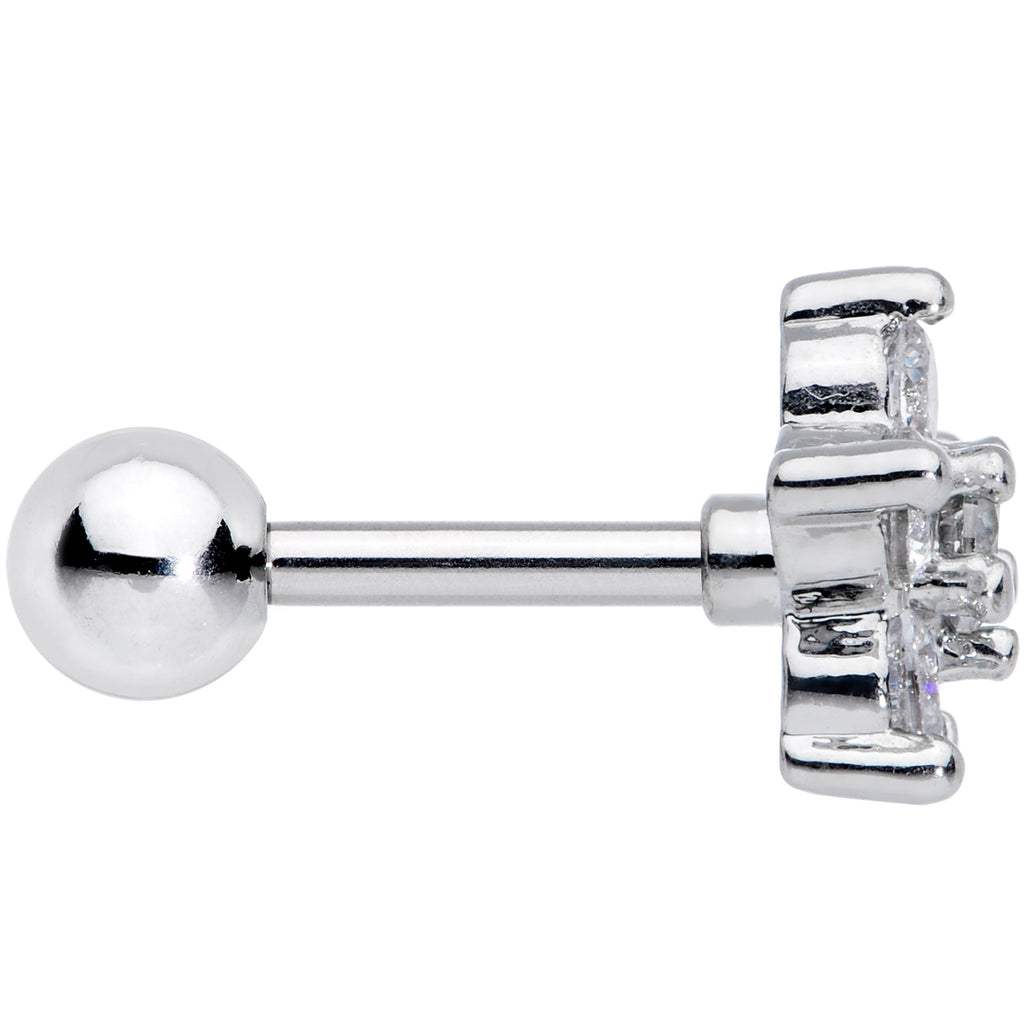 16G 5/16 Clear CZ Gem G23 Titanium Flower Cartilage Earring