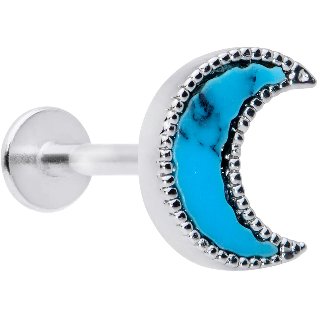 16G 5/16  Faux Turquoise Crescent Moon Labret Tragus Monroe