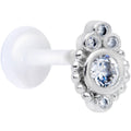 16G 5/16 Clear Gem Flexible Bioplast Teardrop Labret Monroe Tragus