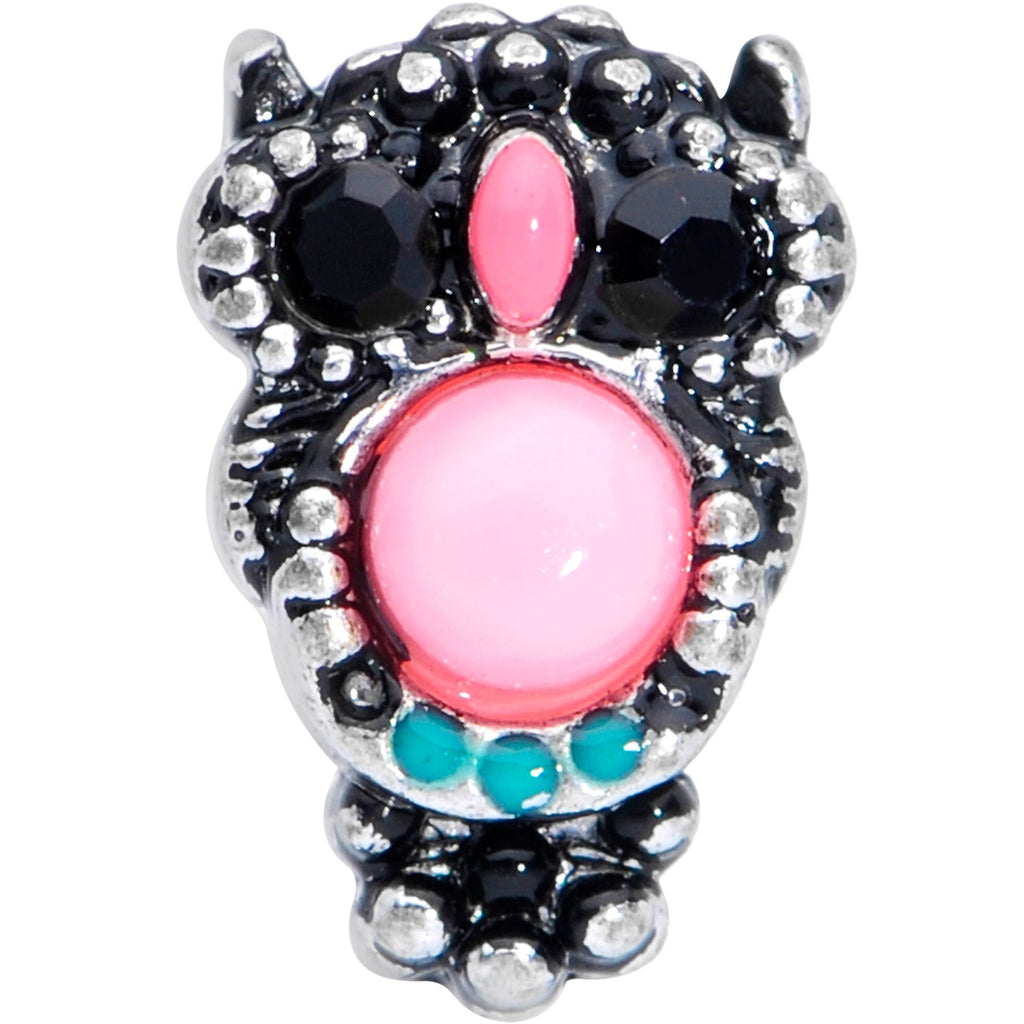16G 5/16 Black Gem Pink Orb Owl Labret Monroe Tragus