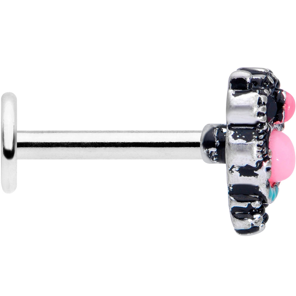 16G 5/16 Black Gem Pink Orb Owl Labret Monroe Tragus