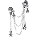16G 1/4 Clear Gem Moon Star Triple Dangle Cartilage Chain Earring