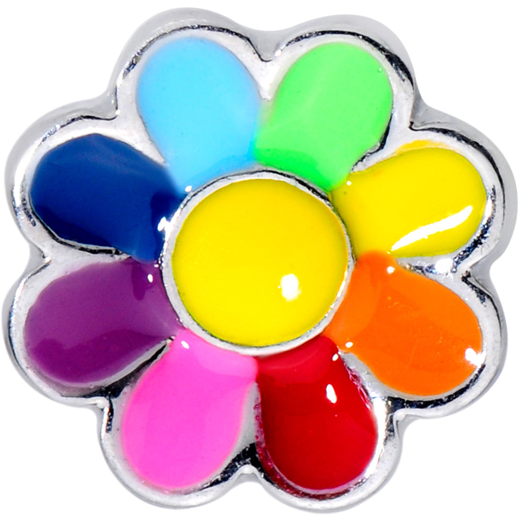 16G 1/4 Rainbow Hippie Flower Labret Monroe Tragus