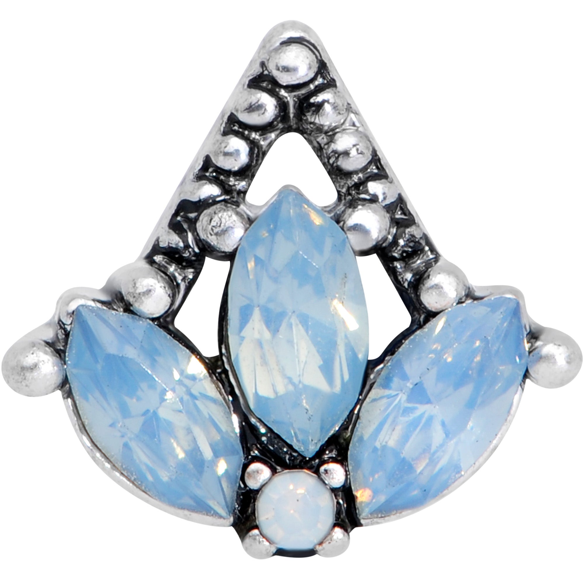 16G 5/16 Blue Faux Opal Triad Labret Monroe Tragus