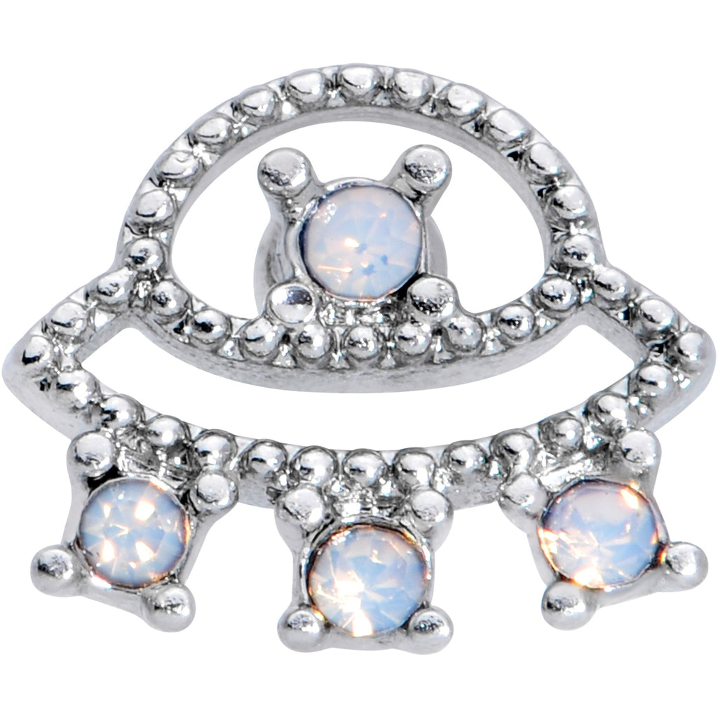 16G 1/4 White Faux Opal UFO Cartilage Tragus Earring
