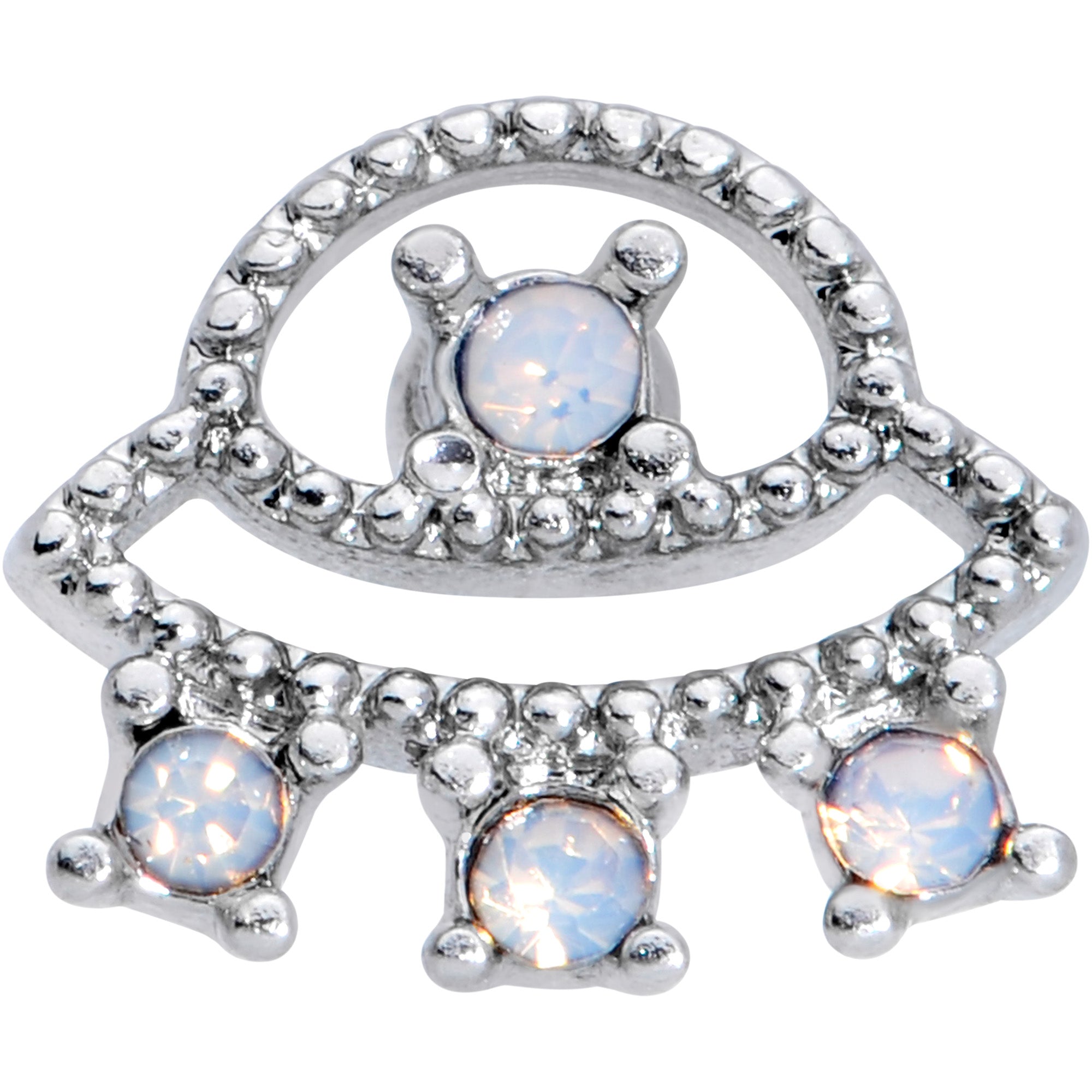 16G 1/4 White Faux Opal UFO Cartilage Tragus Earring