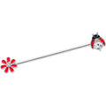14G Clear Gem Red Ladybug Flower Industrial Barbell 38mm