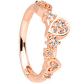 16G 3/8 Clear CZ Gem Rose Gold Tone Tears Hearts Hinged Segment Ring